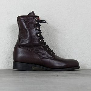 NWT Justin Roper L0637 Womens Burgundy Leather Western Lace Up Boots sz 6 B